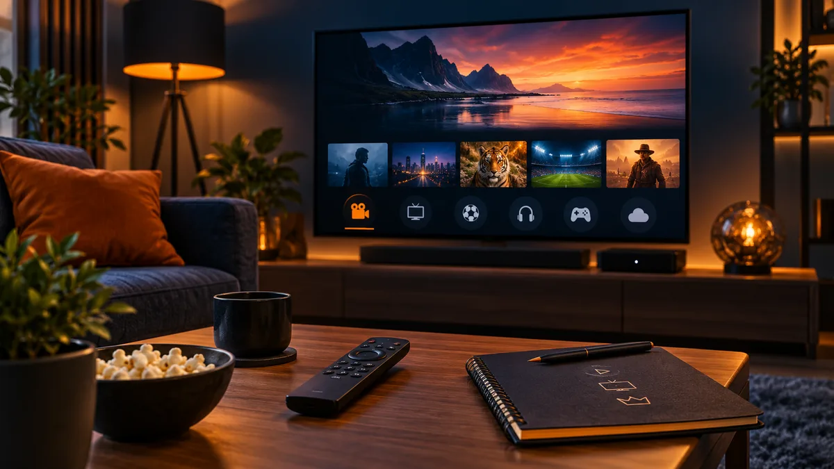 Illustration : téléviseur, lecteur et télécommande pour préparer son abonnement IPTV